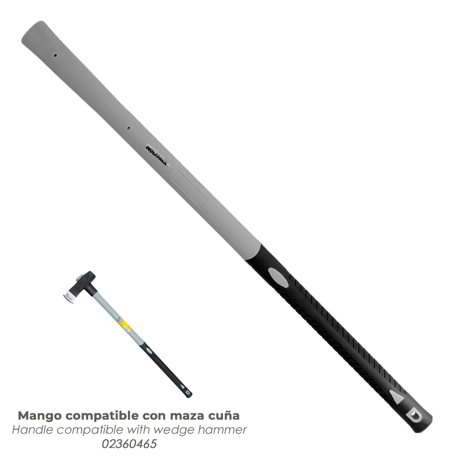 Mango De Fibra Vidrio Para Mazas Con Agujero 53x33 mm. 90 cm. Longitud. Oval Conico