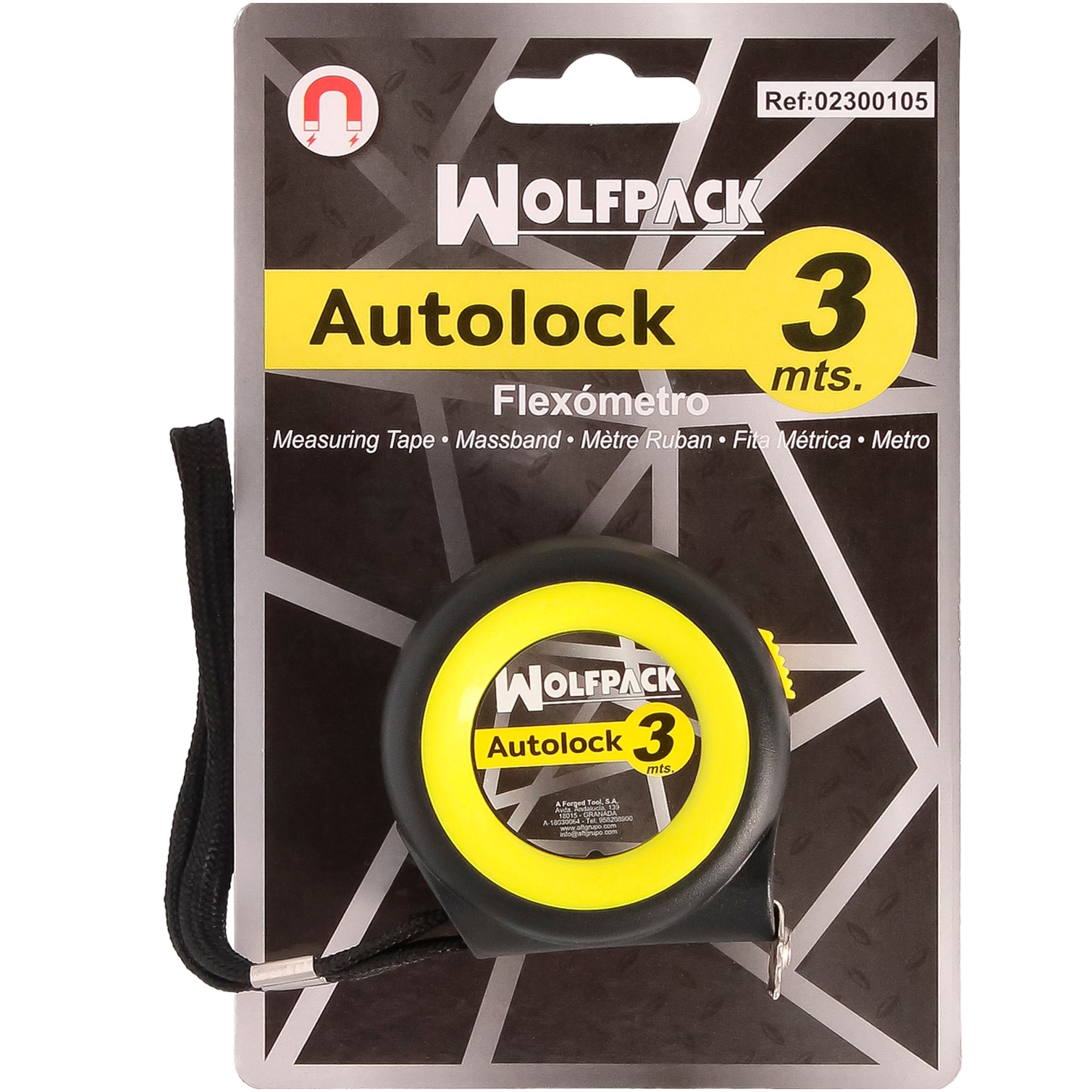 Flexometro Sistema Autolock Con Freno Automatico Longitud 3 Metros Ancho Cinta 16 mm. Magnetico. Cinta Metrica Freno Automatico