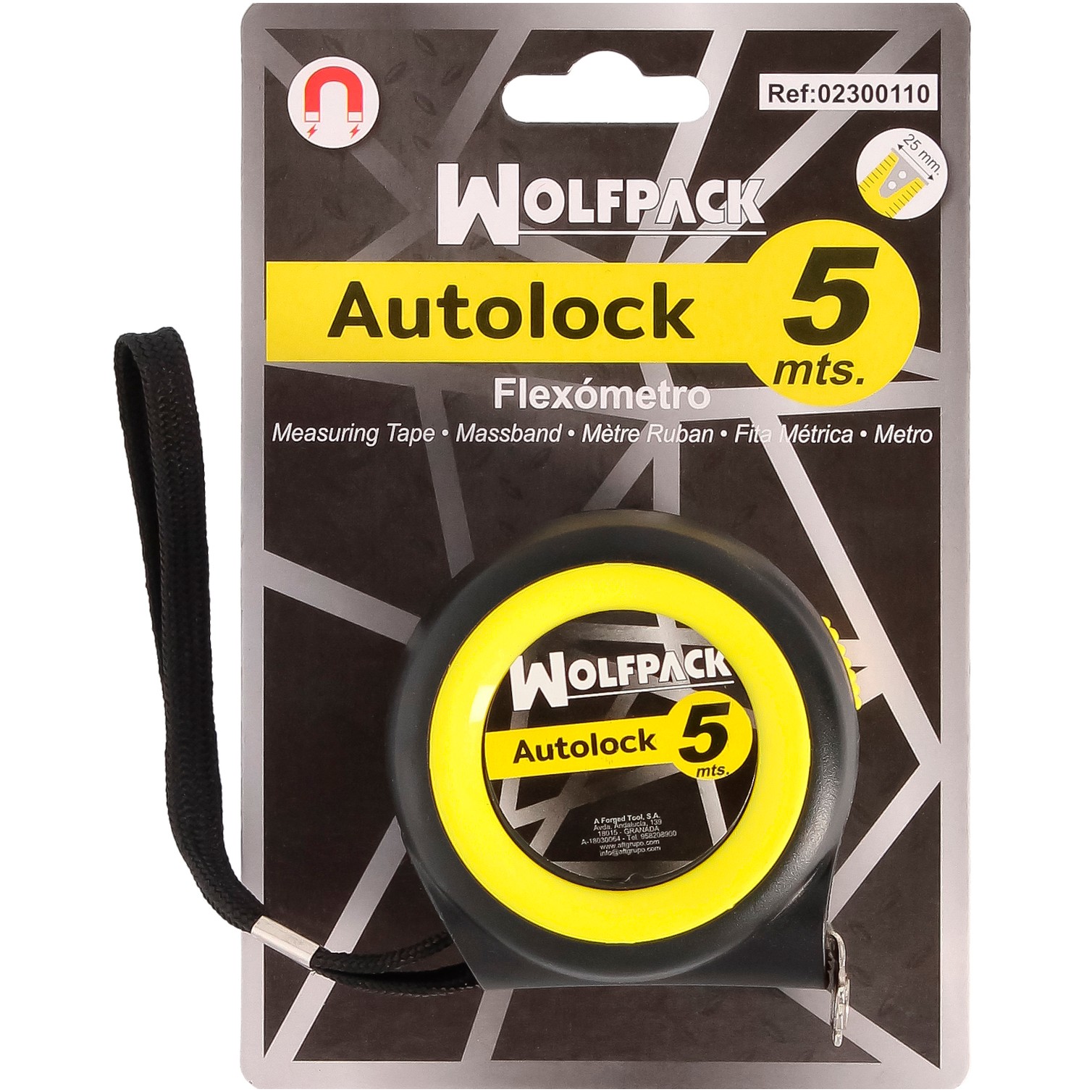 Flexometro Sistema Autolock Con Freno Automatico Longitud 5 Metros Ancho Cinta 25 mm. Magnetico. Cinta Metrica Freno Automatico
