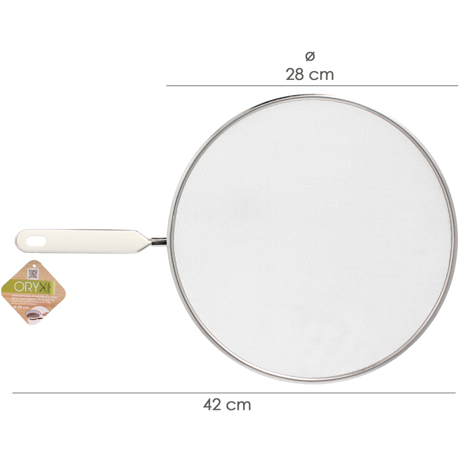 Tapa Anti Salpicaduras Ø 28 cm. Malla Acero Inoxidable. Con mango, Pantalla Antisalpicaduras,Tapa Sarten,Tapa ollas,Tapa aceite