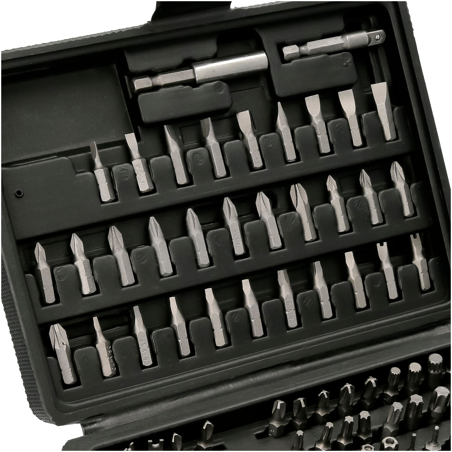 Juego Puntas con Destornillador 1/4" 99 Pzs. Con Apadtador. Cromo Vanadio, Kit Llave Combinada, Kit Carraca,