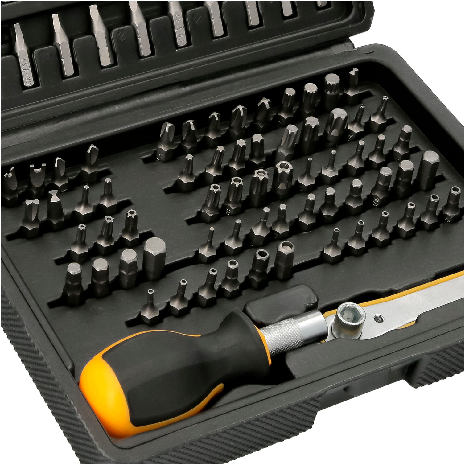 Juego Puntas con Destornillador 1/4" 99 Pzs. Con Apadtador. Cromo Vanadio, Kit Llave Combinada, Kit Carraca,