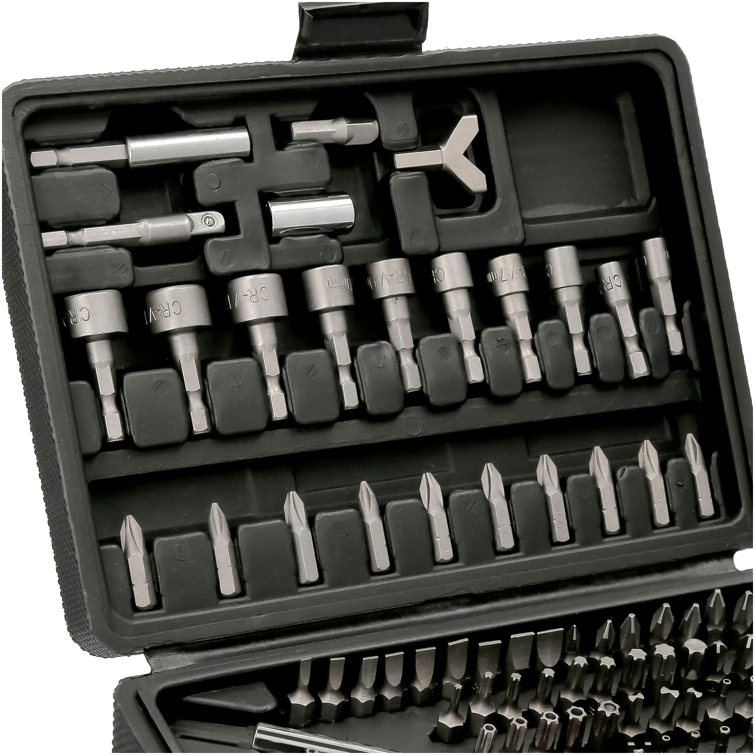 Juego Puntas con Destornillador 1/4" 122 Pzs. Con Apadtador. Cromo Vanadio, Kit Llave Combinada, Kit Carraca,