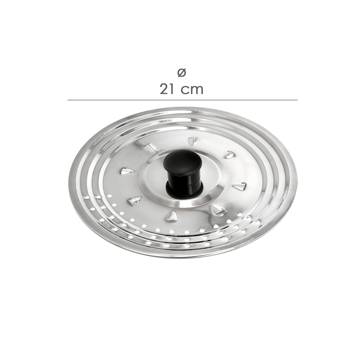 Tapadera Multiusos Acero Inoxidable Ø 21 cm. Uso Tapa Anti Salpicaduras y Escurridor. Tapadera Adpatable Diferentes Medidas