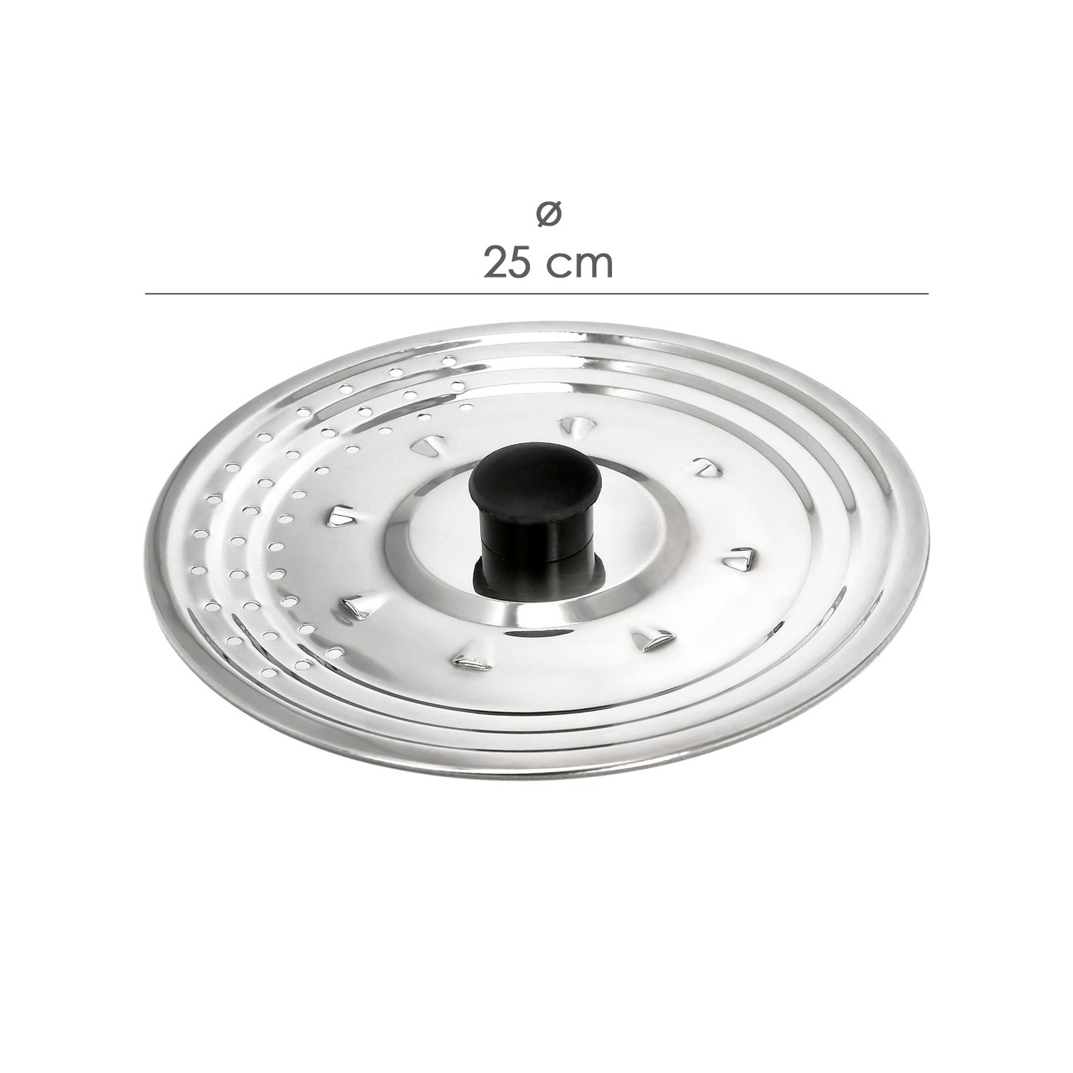Tapadera Multiusos Acero Inoxidable Ø 25 cm. Uso Tapa Anti Salpicaduras y Escurridor. Tapadera Adpatable Diferentes Medidas