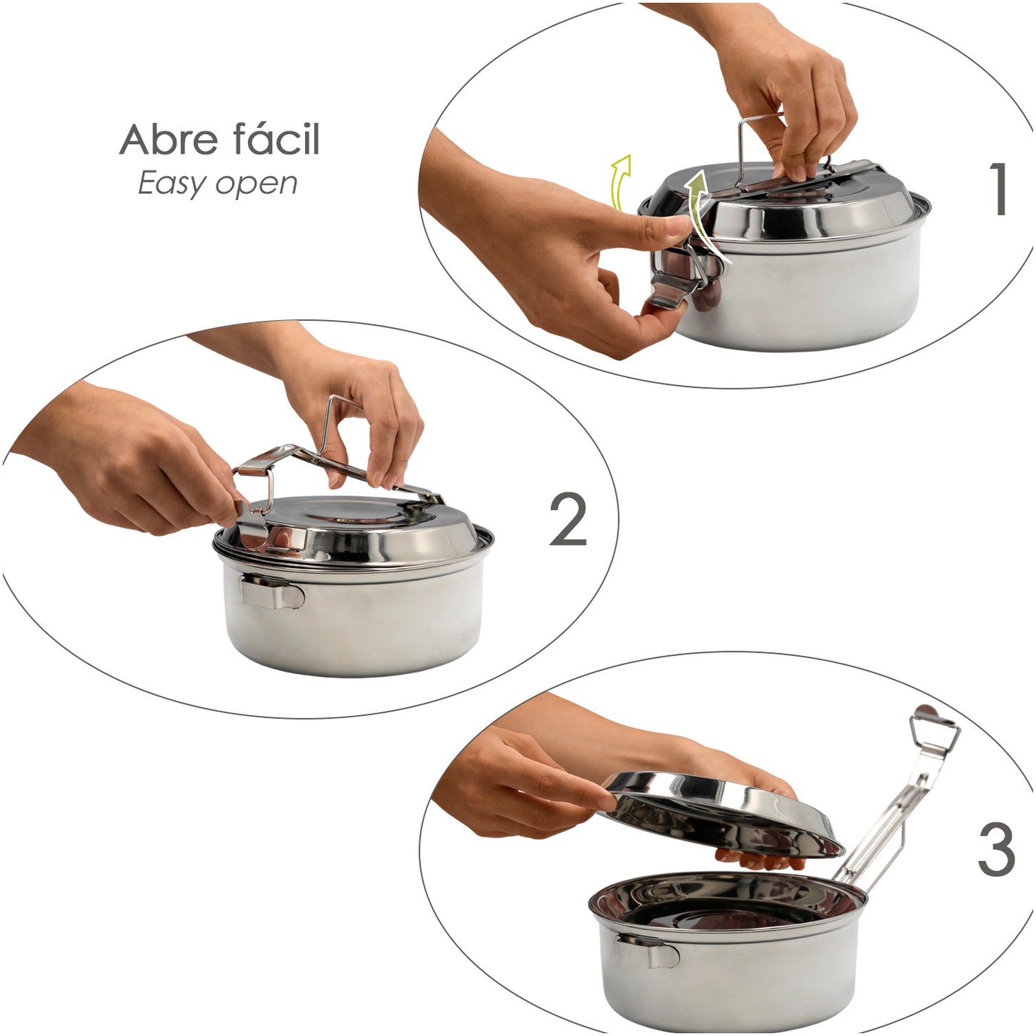 Fiambrera Metalica De Acero Inoxidable Con 2 Platos Ø 16 cm. Lunch Box, Fiambrera Metalica, Porta Alimentos Metalico,