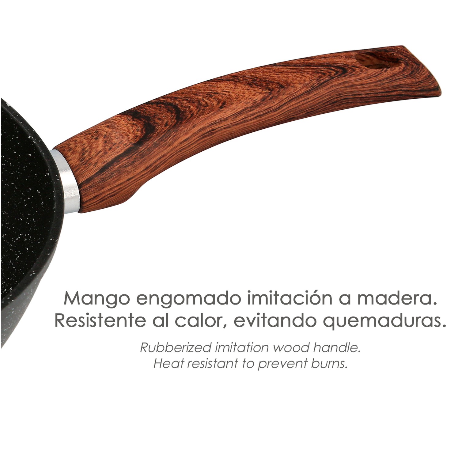 Sarten Aluminio Forjado Antiadherente Ø 24 x 5 cm. Mango Engomado / 5 capas / Acabado Piedra / Apta Para Todo Tipo de Cocinas