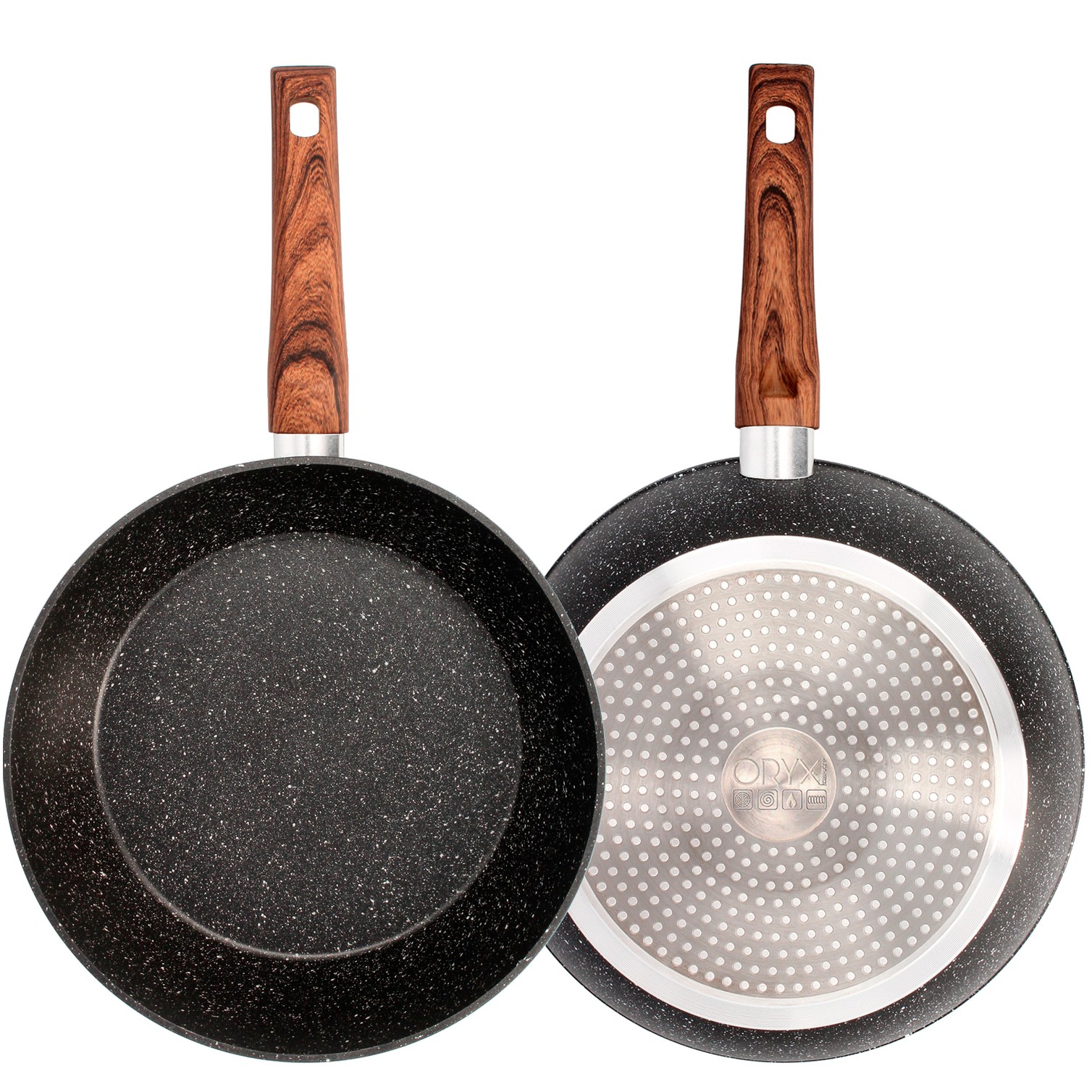 Sarten Honda Aluminio Forjado Antiadherente Ø 28x7,5 cm. Mango Engomado / 5 capas / Acabado Piedra / Para Todo Tipo de Cocinas