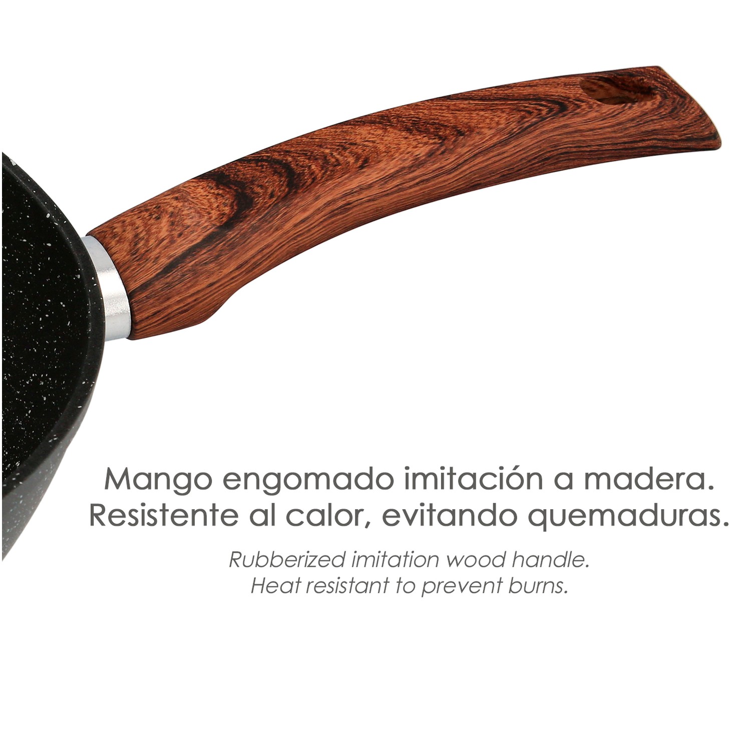 Sarten Honda Aluminio Forjado Antiadherente Ø 28x7,5 cm. Mango Engomado / 5 capas / Acabado Piedra / Para Todo Tipo de Cocinas