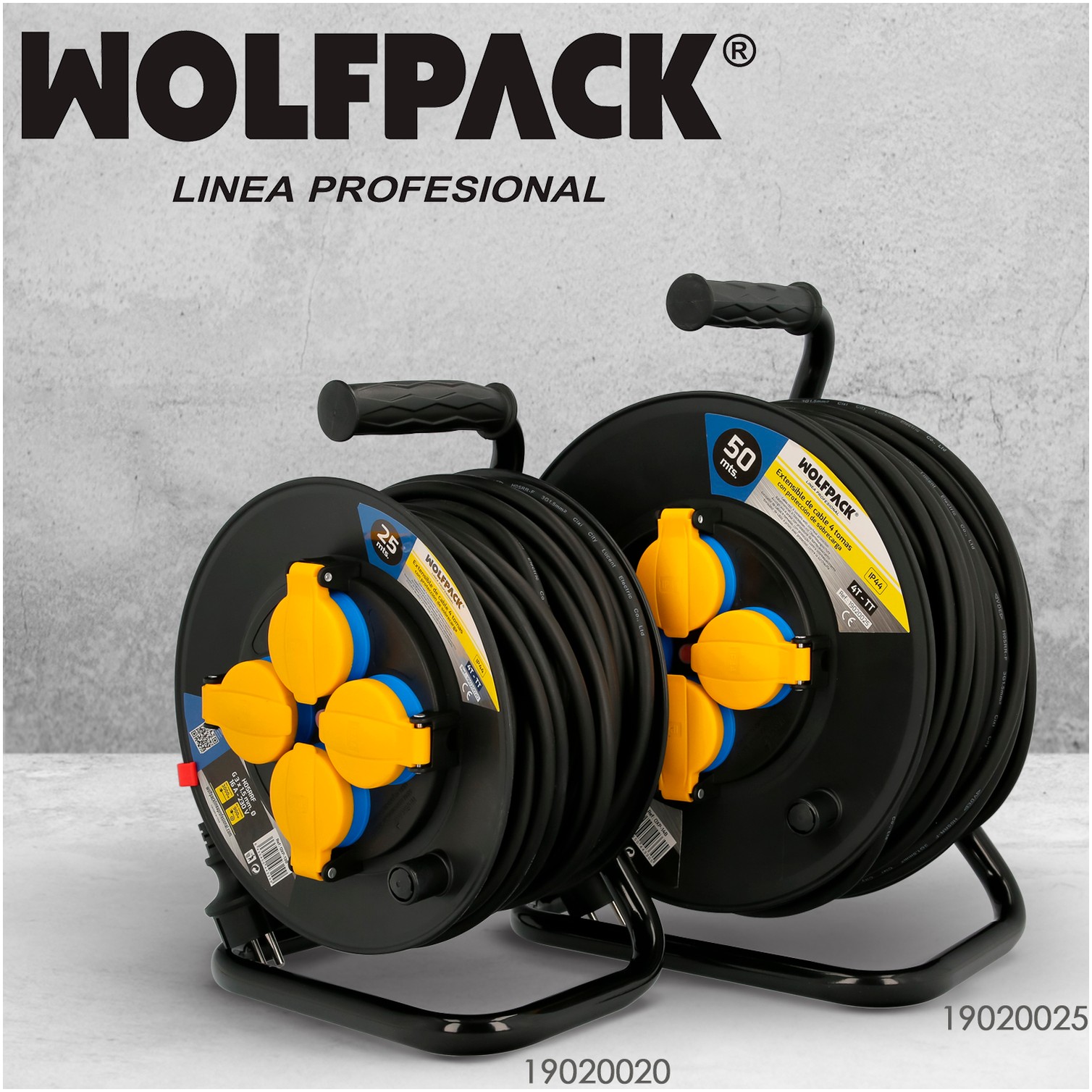 Extensible Industrial 25 metros Protección IP44 Con Tapas, Extensible Electrico, Enrollacables, Alaragadera, Cable Extensible