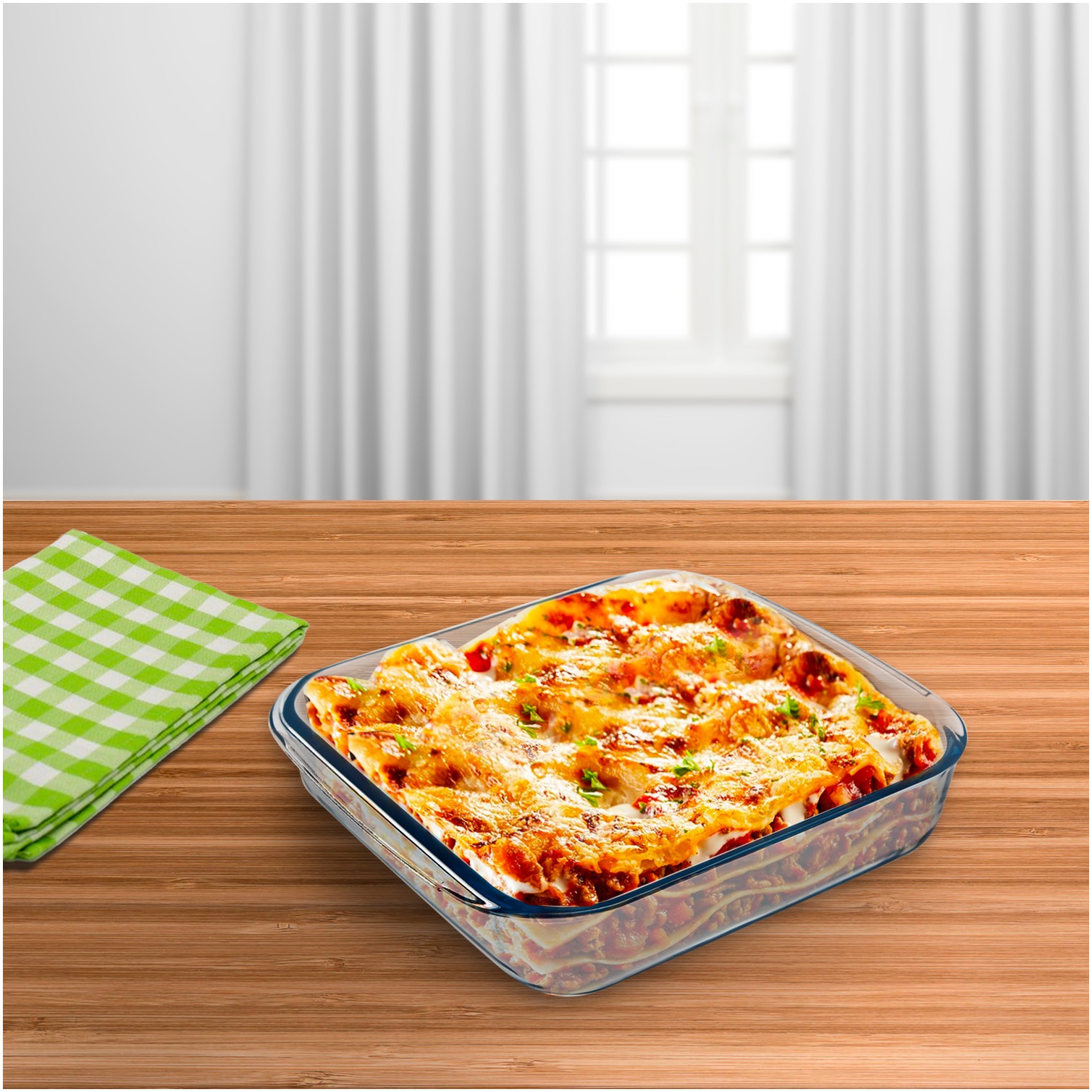 Fuente Horno Cristal Borosilicato Cuadrada 1,1litros. 18x18 cm. Ideal Meclas, Ensaladas, Postres, Cocina, Resposteria. Libre BPA