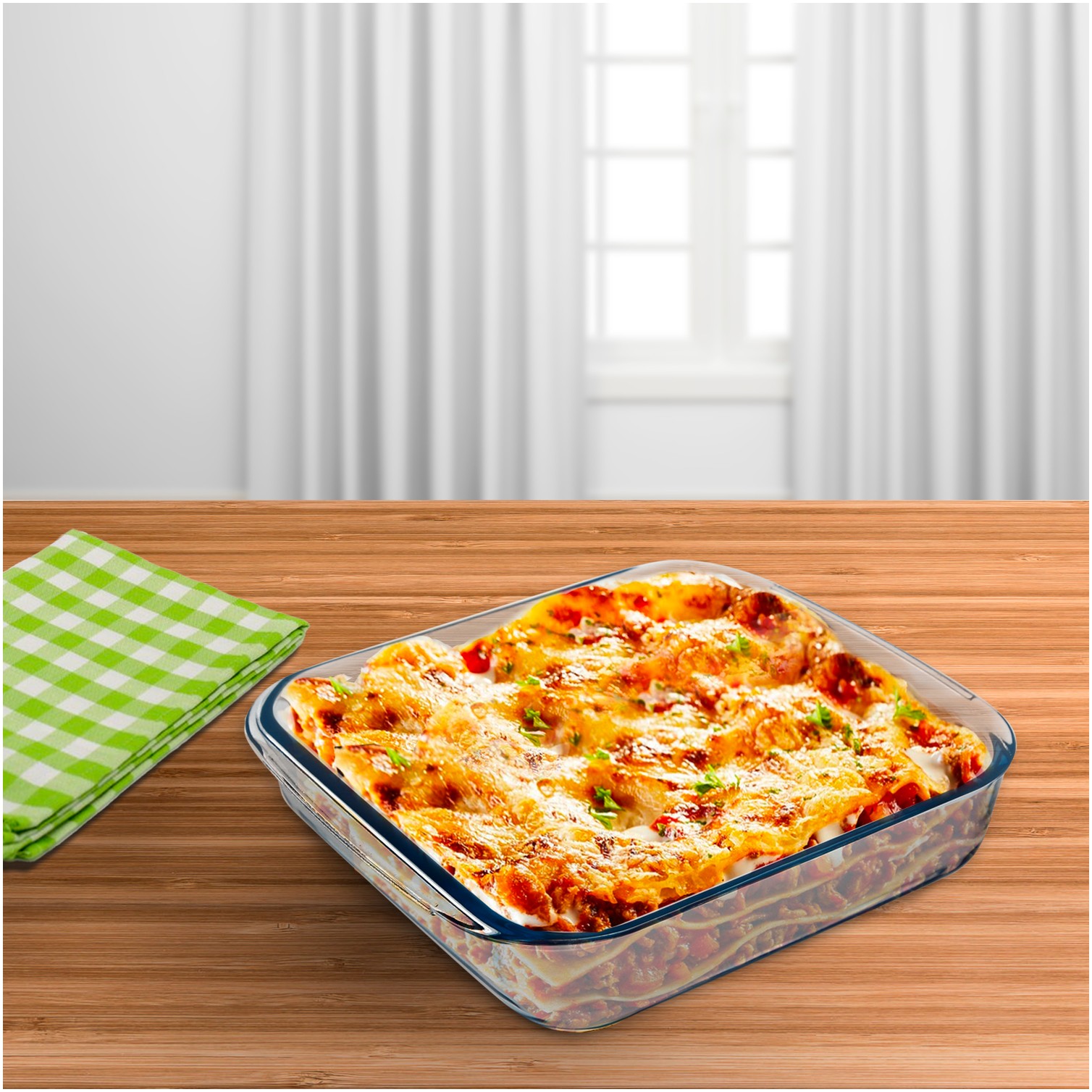 Fuente Horno Cristal Borosilicato Cuadrada 1,8 L. 20,7x20,7 cm. Ideal Meclas, Ensaladas, Postres, Cocina, Resposteria. Libre BPA