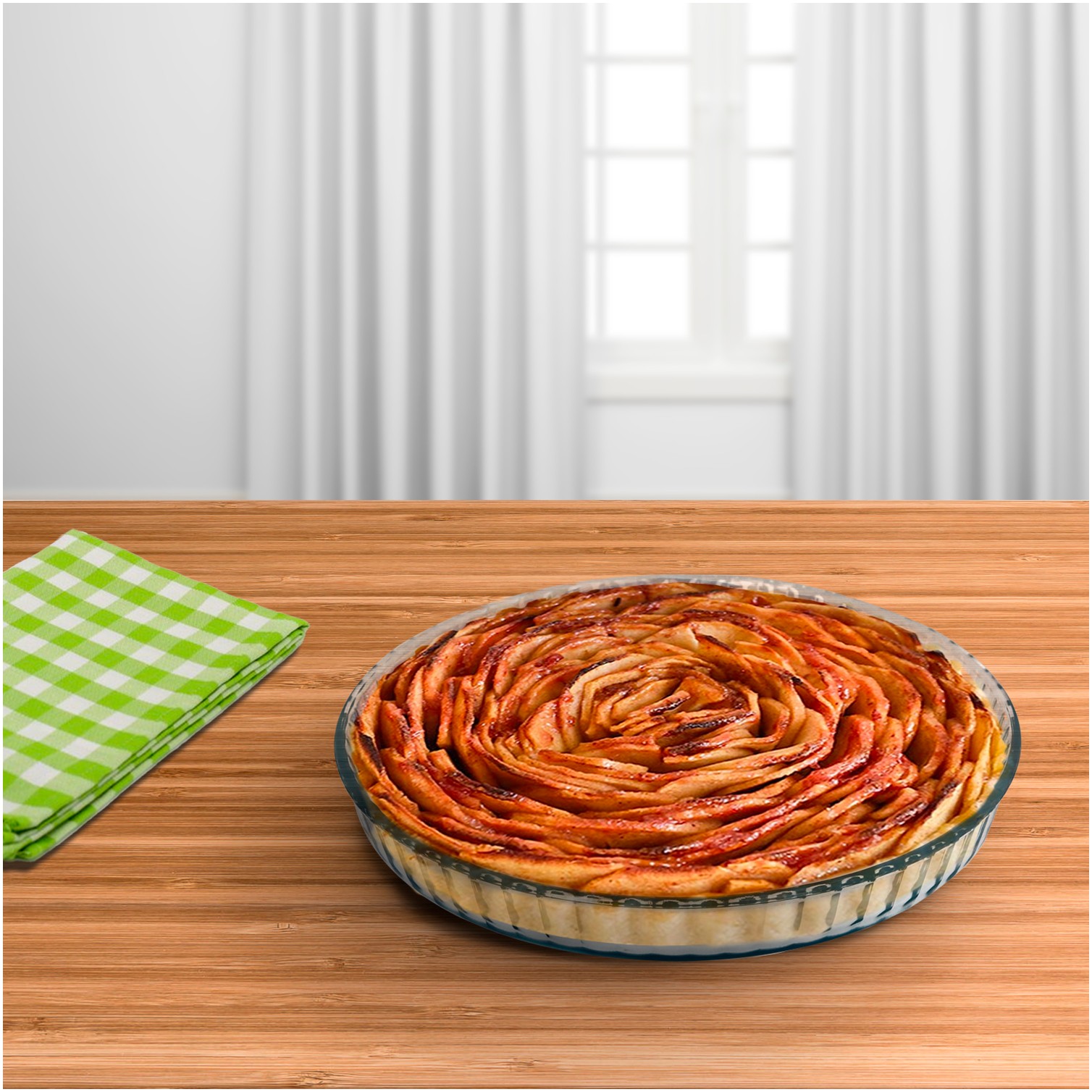 Molde Rizado Horno Cristal Borosilicato Ø 28 cm. Ideal Postres, Cocina, Resposteria, Tartas, Quiche, Libre BPA