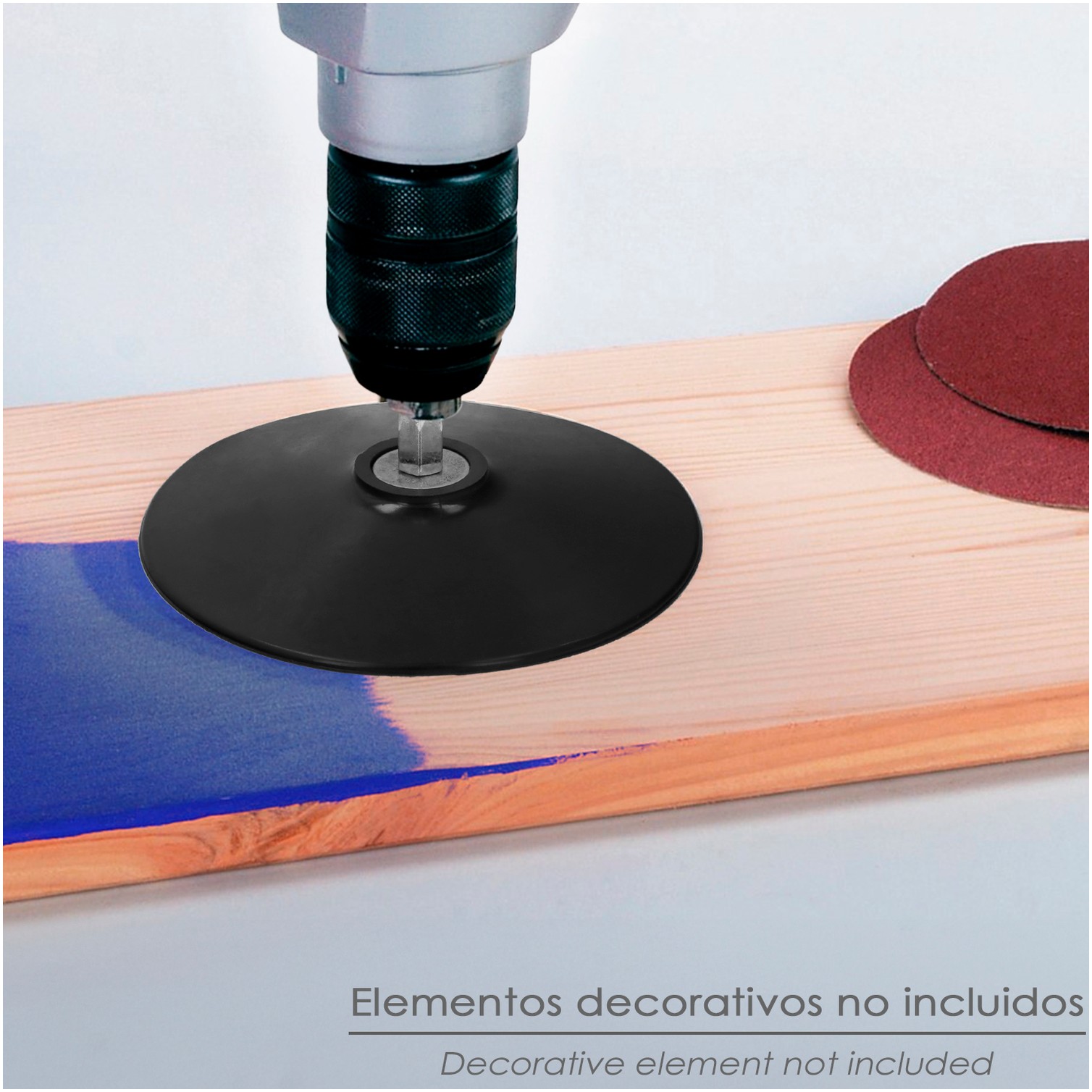 Plato Taladro Nylon Ø 125 mm. Con Espiga Ø 6 mm. Disco Plástico Para Bonete