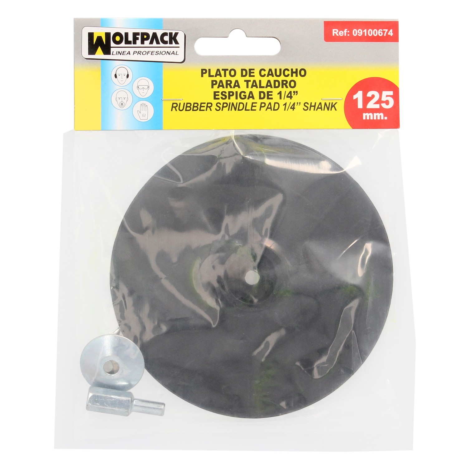 Plato Taladro Nylon Ø 125 mm. Con Espiga Ø 6 mm. Disco Plástico Para Bonete
