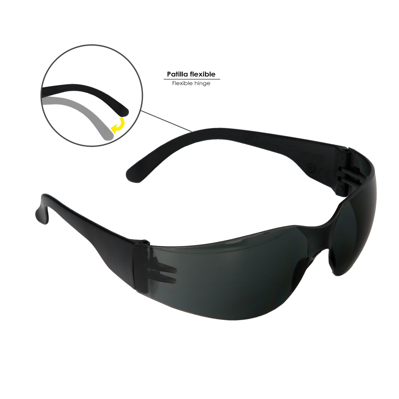 Gafas Proteccion Con Patillas Flexibles Certificación EN ISO 16321. Lente Color Gris. Gafas Protección Gafas Trabajo