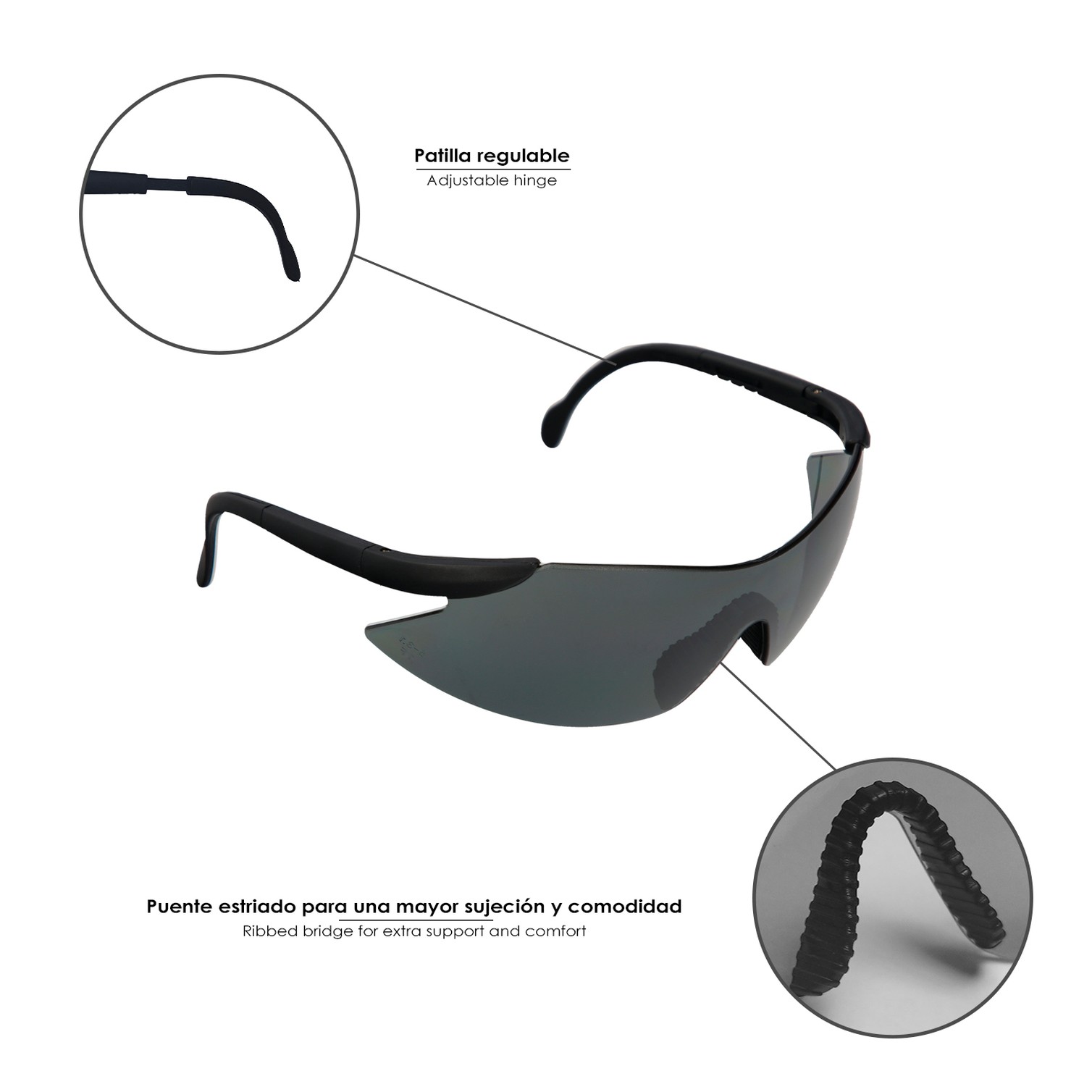 Gafas Proteccion En166 Patillas Ajustables Gris