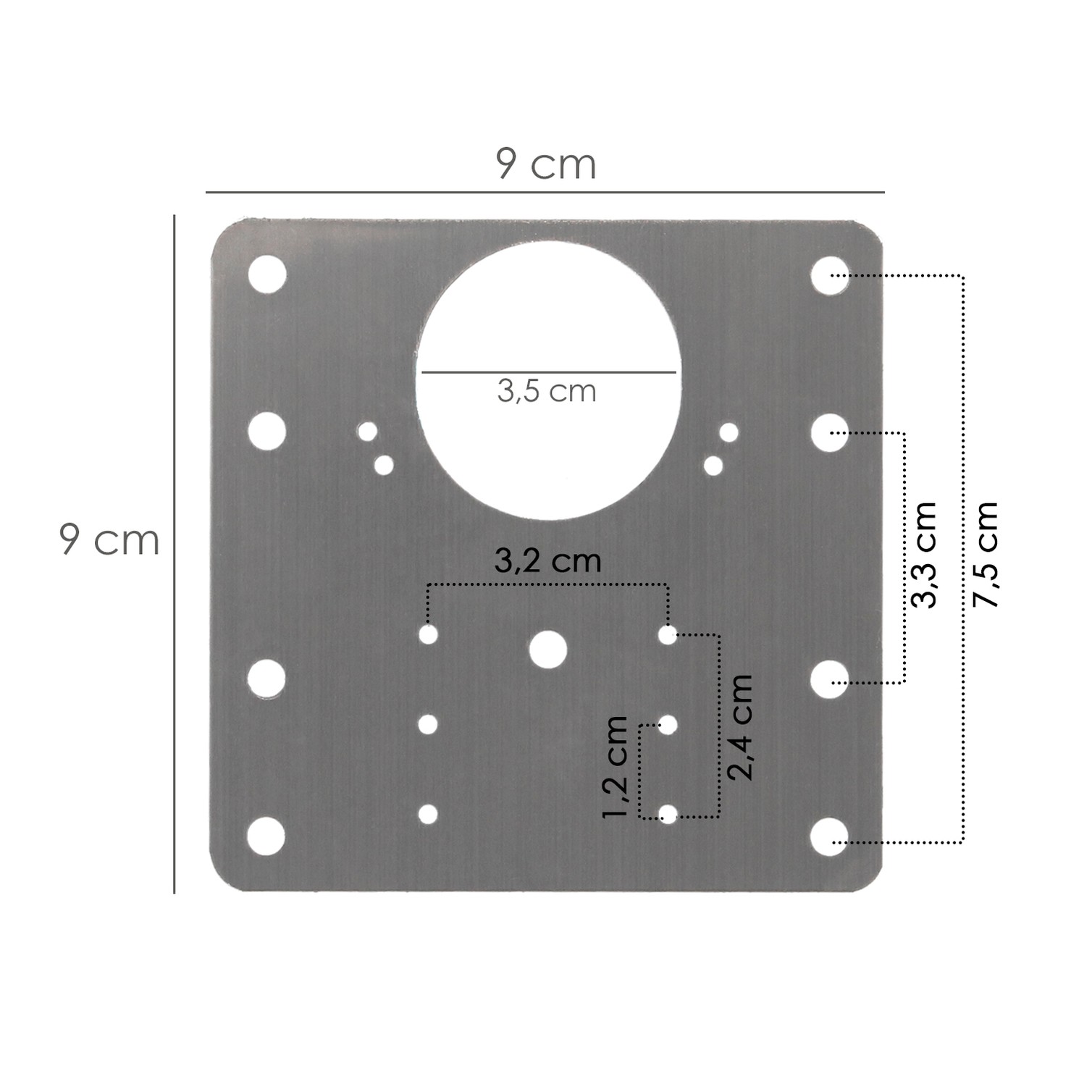 Placas de Reparacion Bisagras Cazoleta 9x9 cm. 1 piezas. Placa Repara Puertas, Placa Reparación Bisagras Mueble