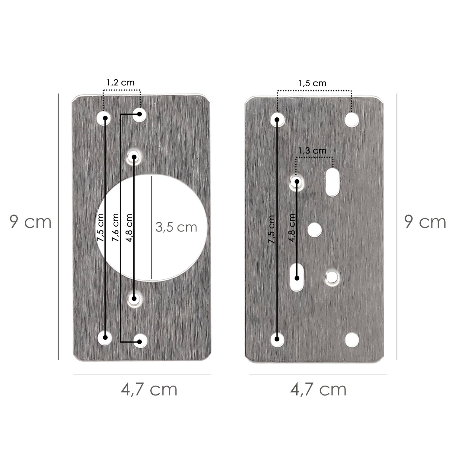 Placas de Reparacion Bisagras Cazoleta 4,7x9 cm. 2 piezas. Placa Repara Puertas, Placa Reparación Bisagras Mueble