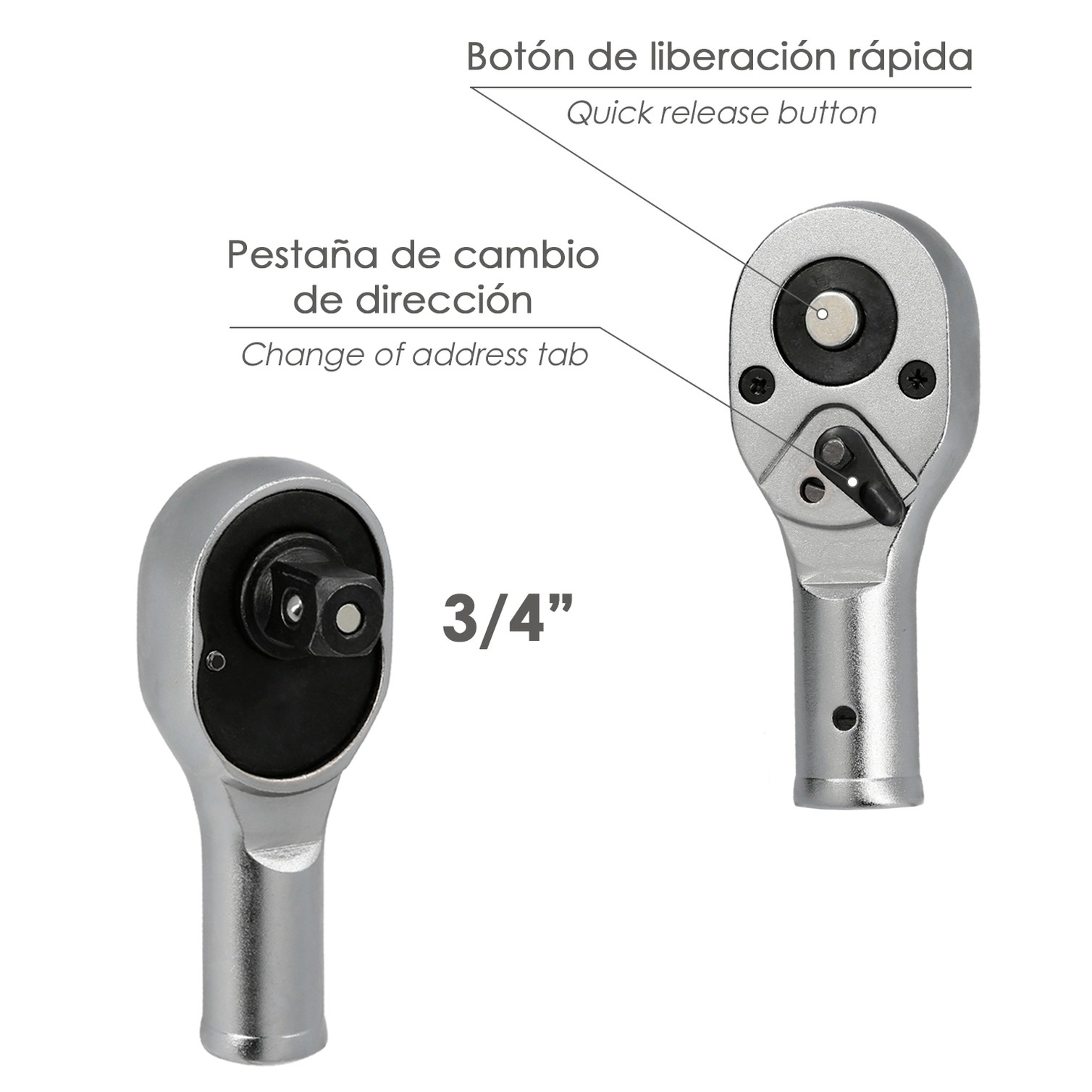 Juego Llaves De Vaso de Acero Cromo Vanadio con 21 Piezas 3/4" Plus Con Maletin.