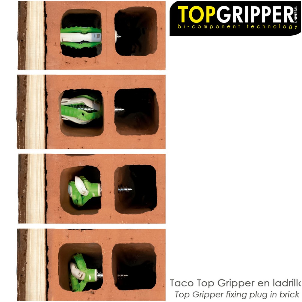 Cubo Tacos Topgripper Bimaterial Con Tornillos Ø 6 mm. 250 Piezas Taco Anclaje Universal, Taco Hormigon, Taco Pladur