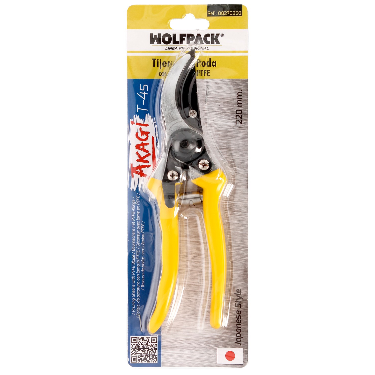 Tijeras Podar 1 Mano Japonesa Akagi T-4S 220 mm. Mangos Aluminio Endurecido, Hoja Recubierta PTFE