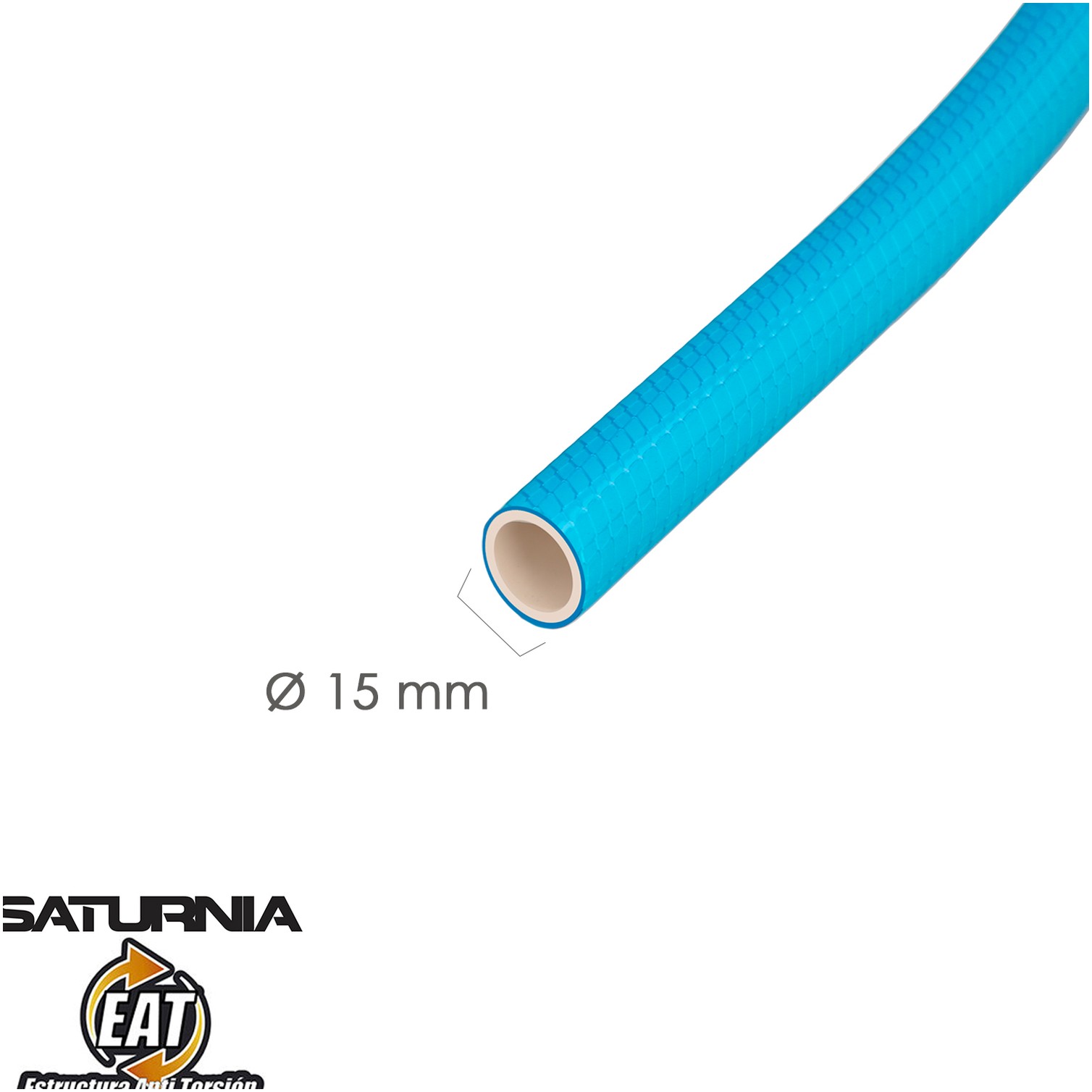 Manguera Tricotada No Torsion Blue Ø 15 mm. Rollo 50 metros. Manguera Anti Torsion, Manguera Sin Dobleces, Manguera Sin Nudos
