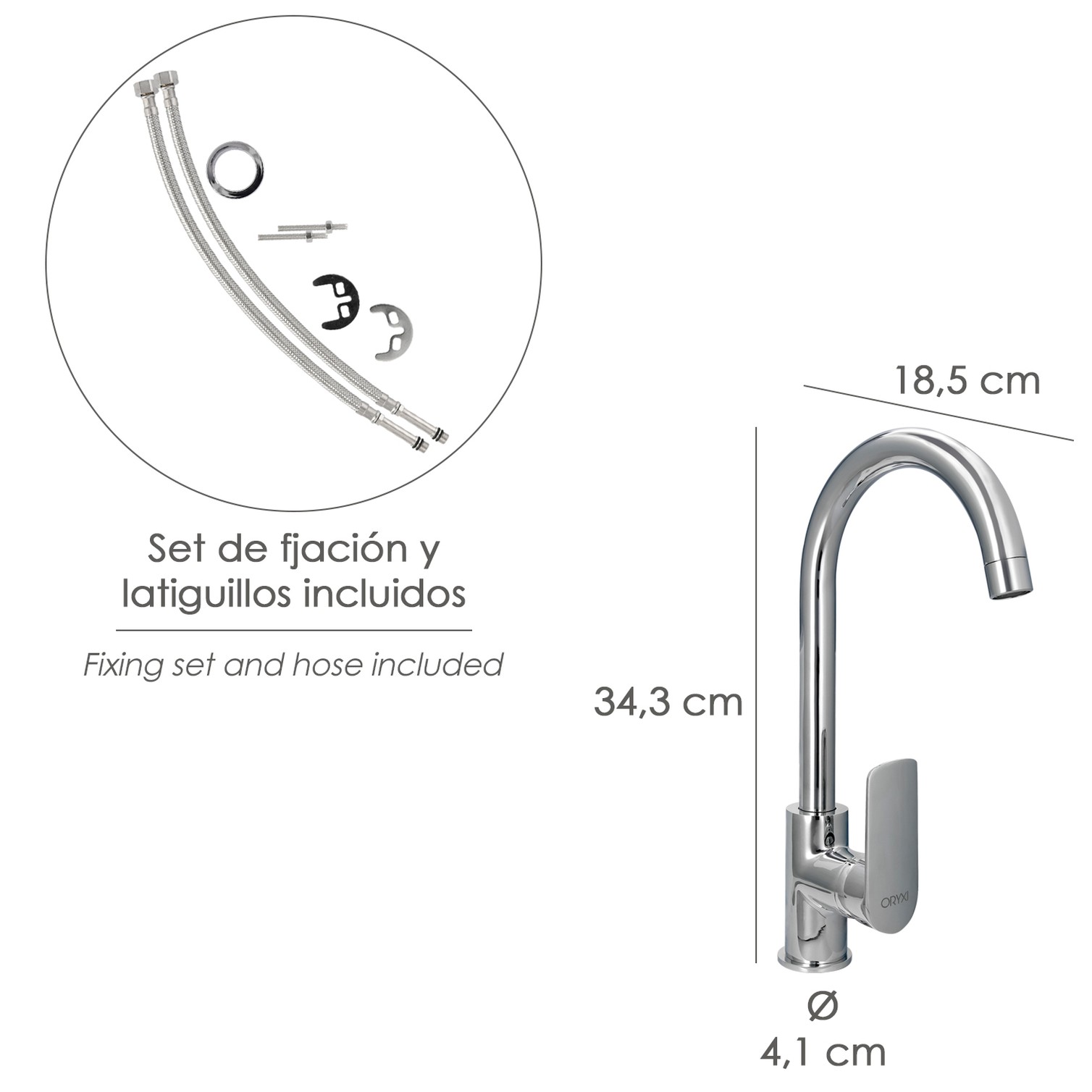Monomando Fregadero Cocina "Hamburgo" Grifo Baño, Grifo Encimera, Grifo Cocina, Grifo Mezclador. Cartucho Ceramico Ø 35 mm.