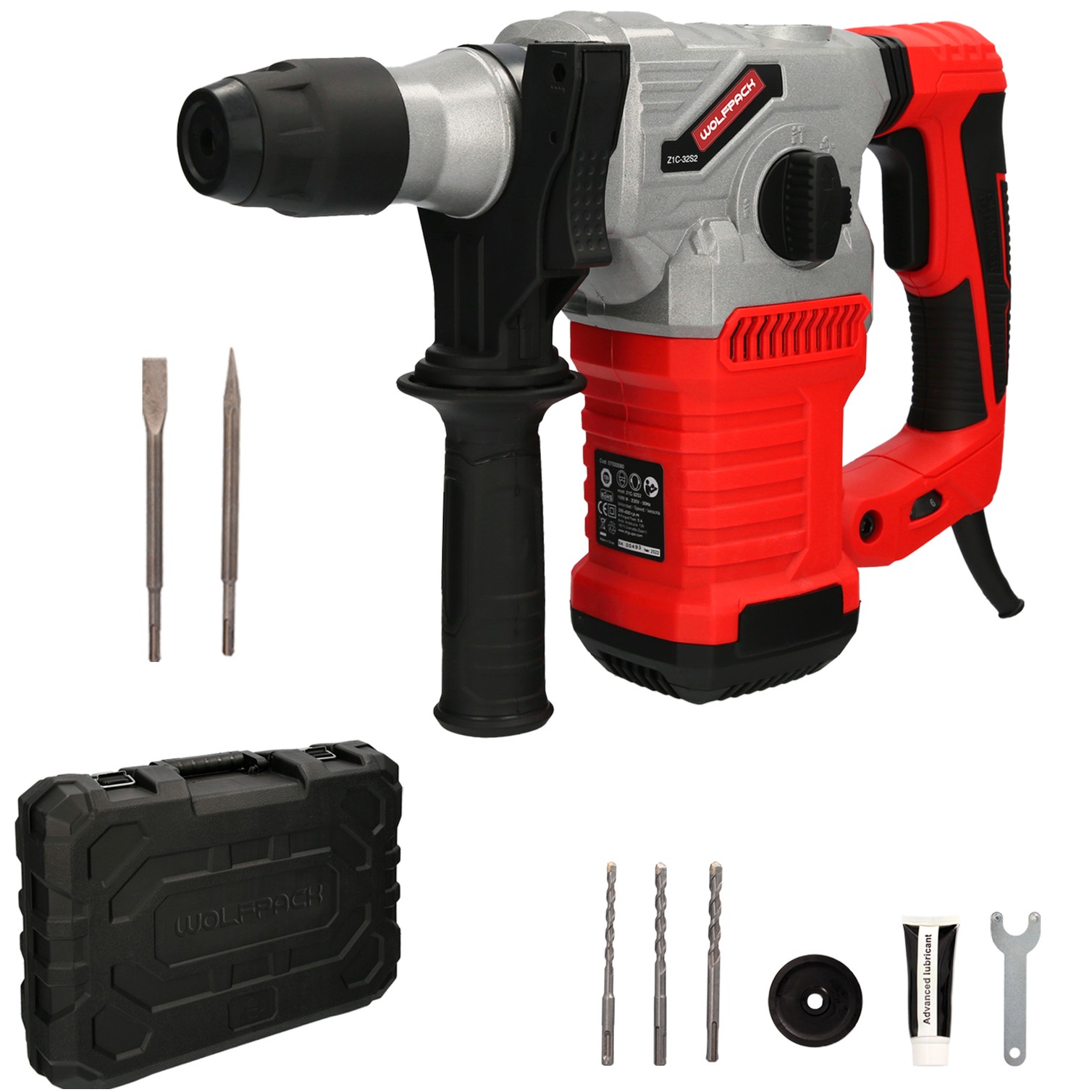 Martillo Demoledor Perforador SDS PLUS 1.500 Watt. Con Accesorios y Maletin. 4.000 IPM 6 Julios.