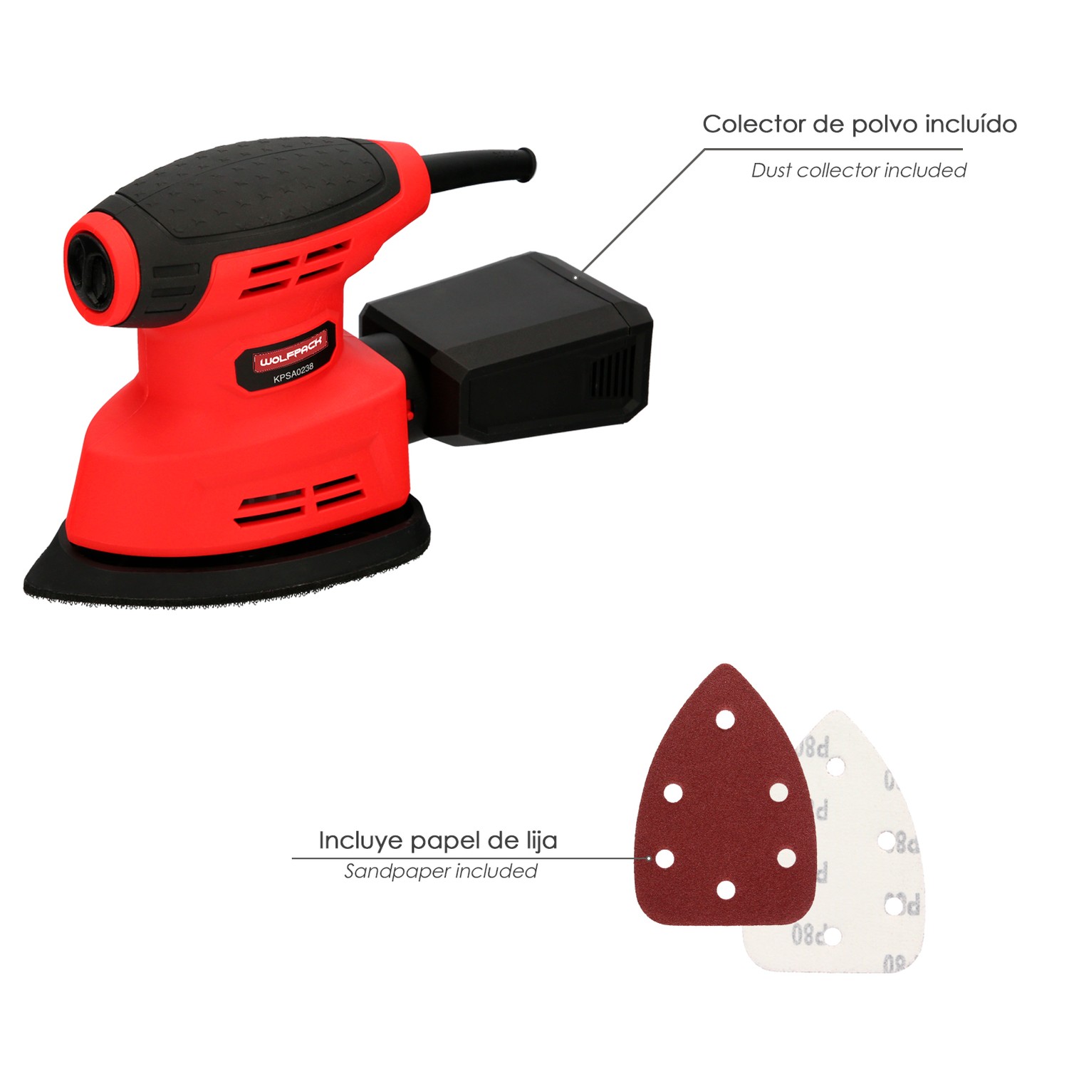 Lijadora Wolfpack Delta 220 Watt. Lijadora Mouse Multifunción. Decapado, Lijado, Eliminar Oxido, etc.