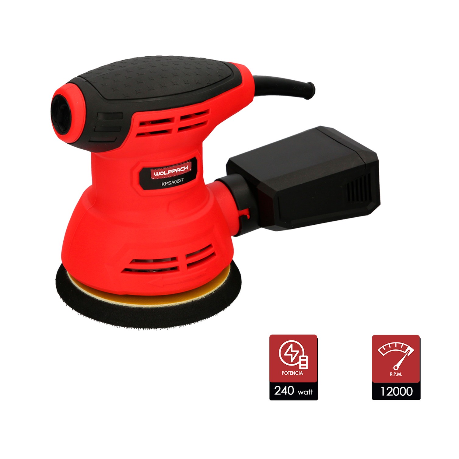 Lijadora Wolfpack Orbital 240 Watt. Lijadora Multifunción. Decapado, Lijado, Eliminar Oxido, Disco Ø 125 mm.