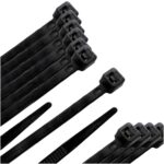 Brida Nylon 100%. Color Negro 2,5 x 100 mm. Bolsa 100 unidades. Abrazadera Plastico, Organizador Cables, Alta Resistencia [+15 variaciones de Medida Disponibles]