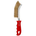 Cepillo Acero Latonado Mango Rojo 25 cm. cepillo Eliminación Oxido, Pintura, Pulido De Metales.