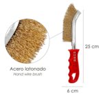Cepillo Acero Latonado Mango Rojo 25 cm. cepillo Eliminación Oxido, Pintura, Pulido De Metales.