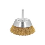 Cepillo Acero Latonado Para Taladro Taza Ø 75 mm. Espiga 1/4" Cepillo Taladro Alambre Latón, Cepillo Limpieza, Cepillo Pulir.
