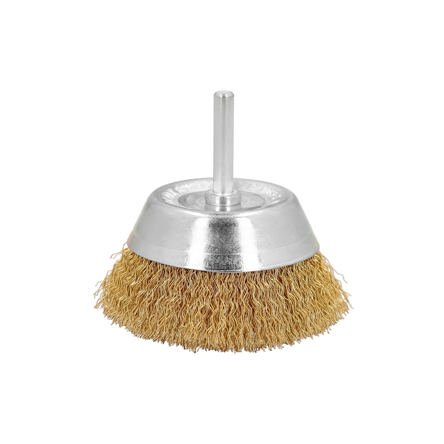 Cepillo Acero Latonado Para Taladro Taza Ø 75 mm. Espiga 1/4" Cepillo Taladro Alambre Latón, Cepillo Limpieza, Cepillo Pulir.