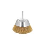 Cepillo Acero Latonado Para Taladro Taza Ø 50 mm. Espiga 1/4" Cepillo Taladro Alambre Latón, Cepillo Limpieza, Cepillo Pulir.