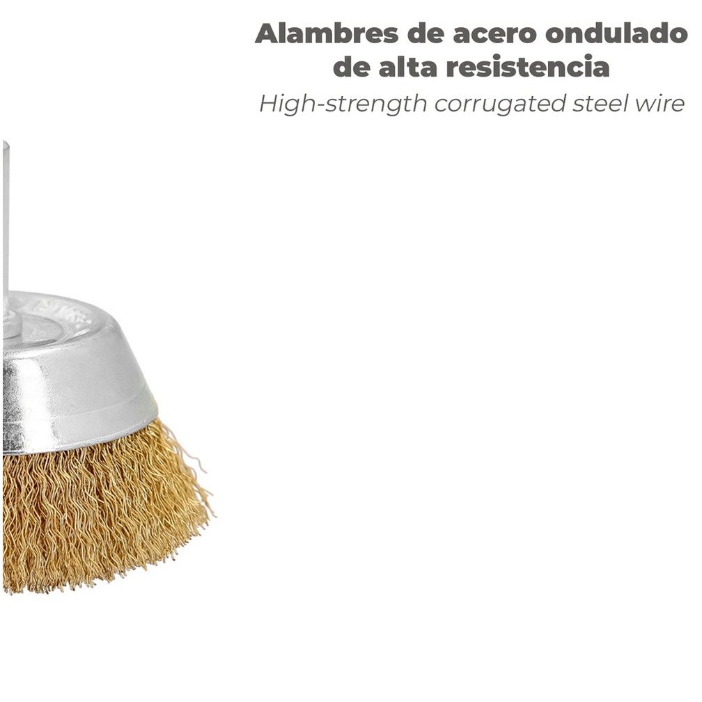 Cepillo Acero Latonado Para Taladro Taza Ø 50 mm. Espiga 1/4" Cepillo Taladro Alambre Latón, Cepillo Limpieza, Cepillo Pulir.