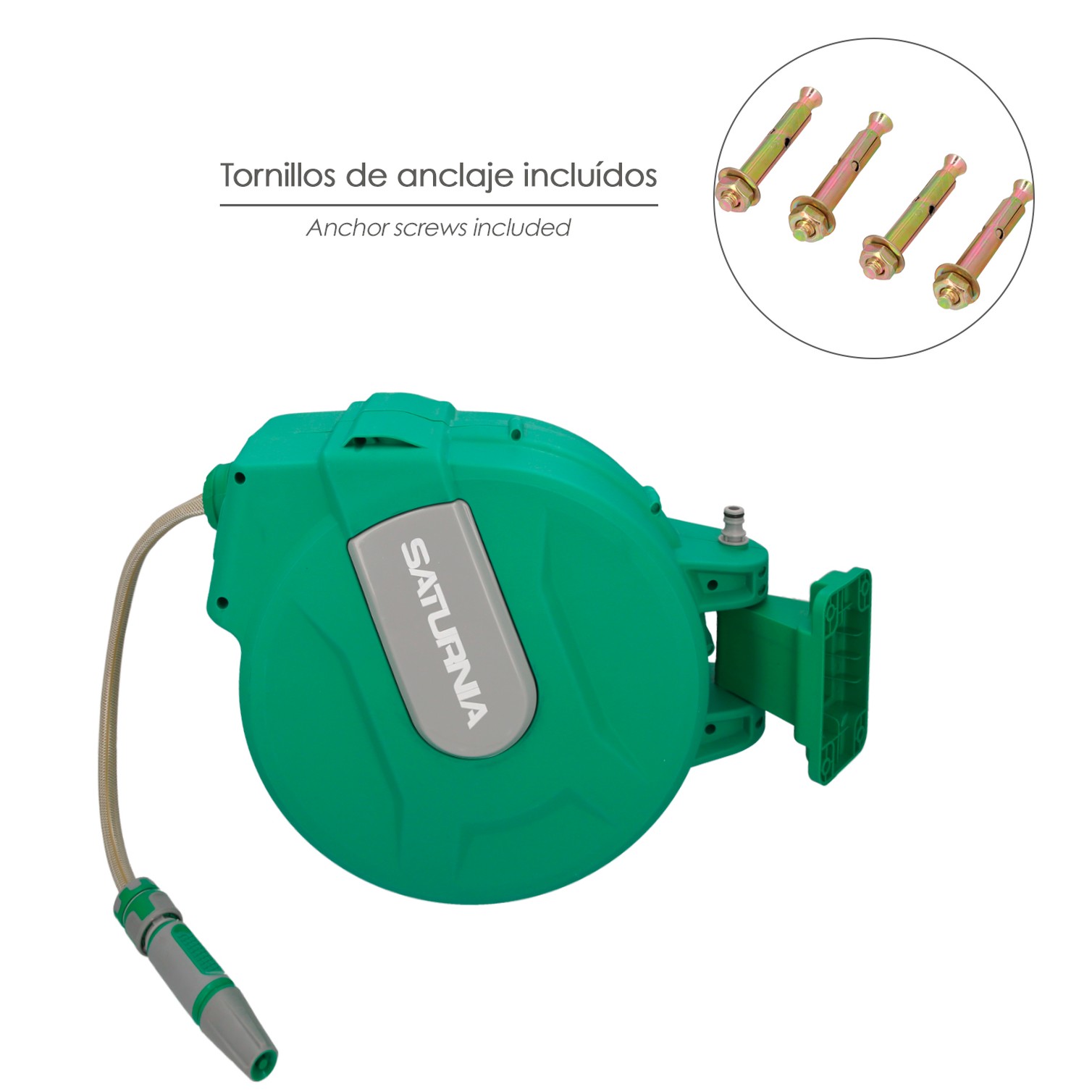Enrollador Automatico Manguera Para Jardin. Recogedor Manguera Automatico, Porta Mangueras Jardin Manguera De 20 Metros