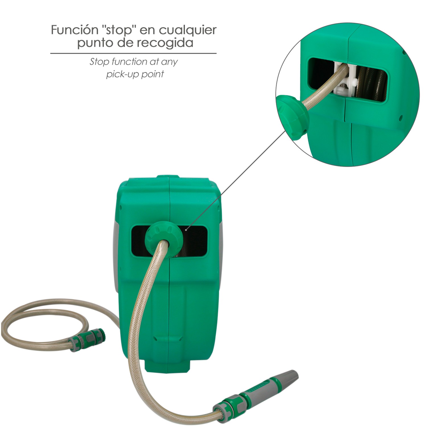 Enrollador Automatico Manguera Para Jardin. Recogedor Manguera Automatico, Porta Mangueras Jardin Manguera De 20 Metros