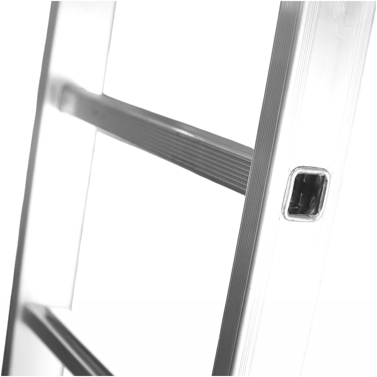 Escalera Aluminio 2 Tramos Mecanica 14 Peldaños. Plegable, Telescópica, Antideslizante, Resistente