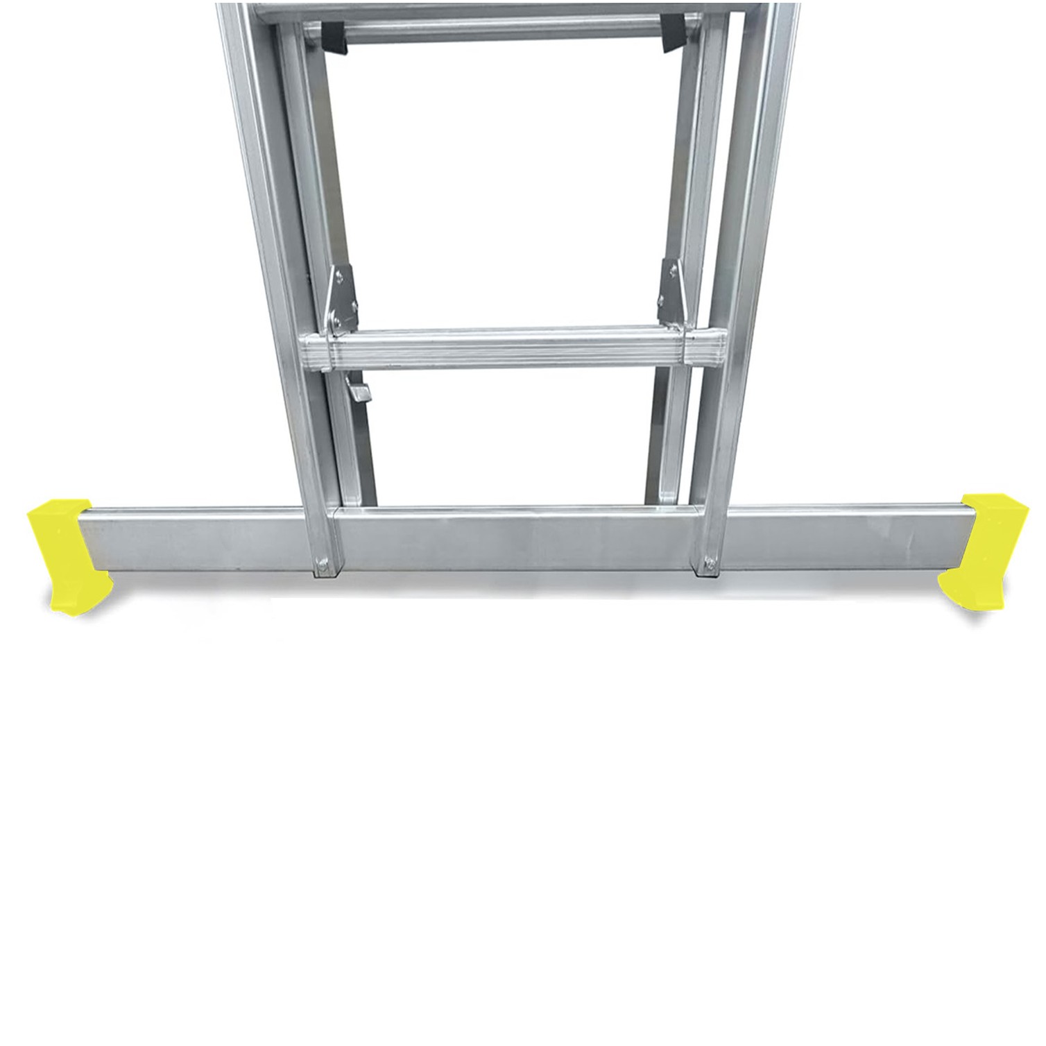 Escalera Aluminio 2 Tramos Mecanica 14 Peldaños. Plegable, Telescópica, Antideslizante, Resistente