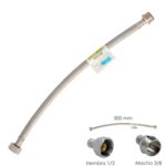 Latiguillo Flexible Acero Inoxidable Macho 3/8 - Hembra 1/2 - 300mm