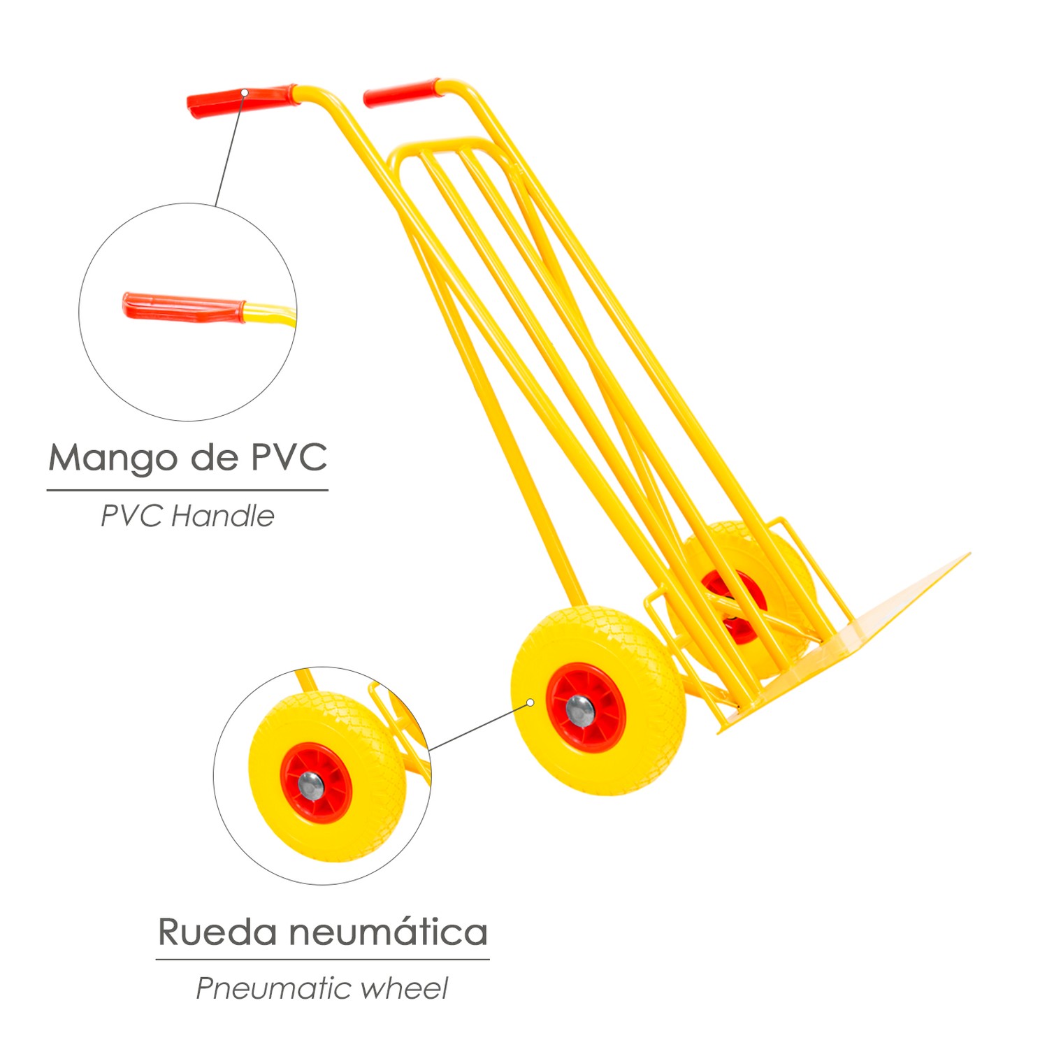 Carretilla Almacen / Sacos Ruedas Macizas Llantas De Plástico
