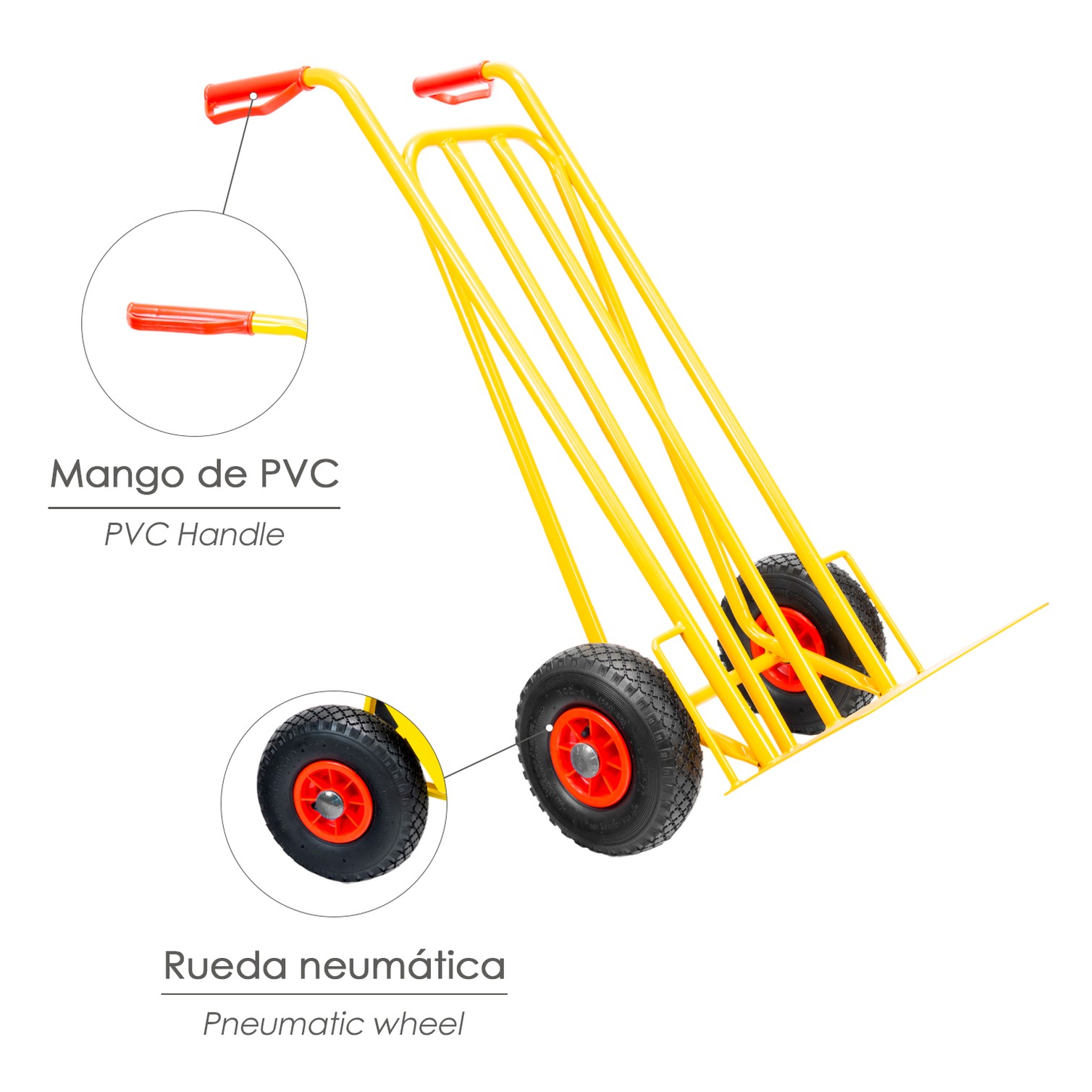 Carretilla Almacen / Sacos Ruedas Neumaticas Llantas Plastico