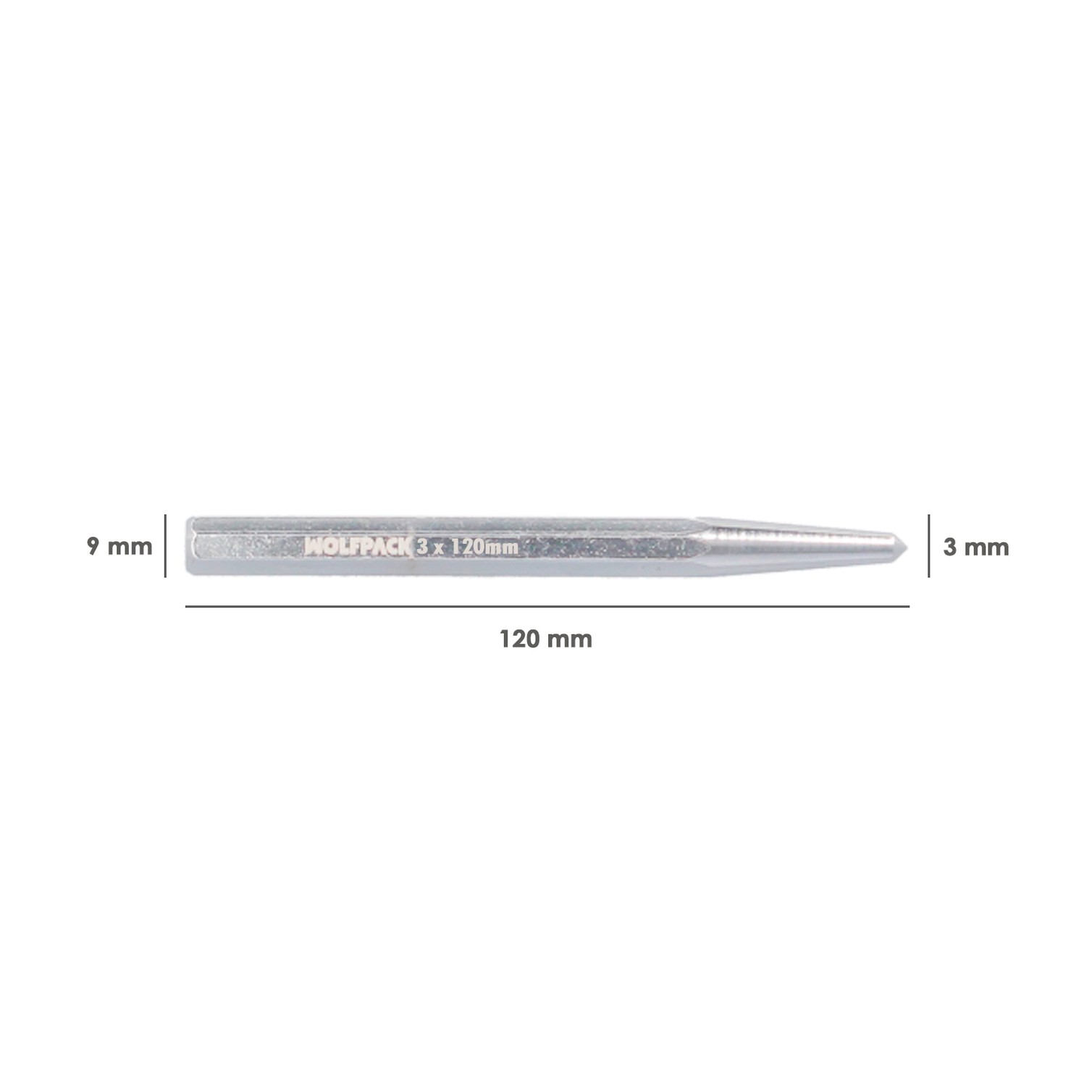 Granete Wolfpack 3 x 9 x 120 mm. Punzon metalico, Perforadores metalicos, Marcadores Metalicos.