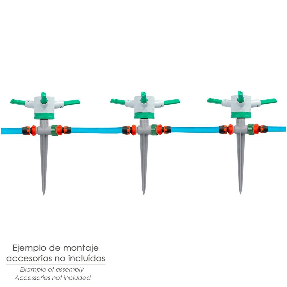 Aspersor Plástico 3 Brazos Con Pincho Con Regulador de Presión.