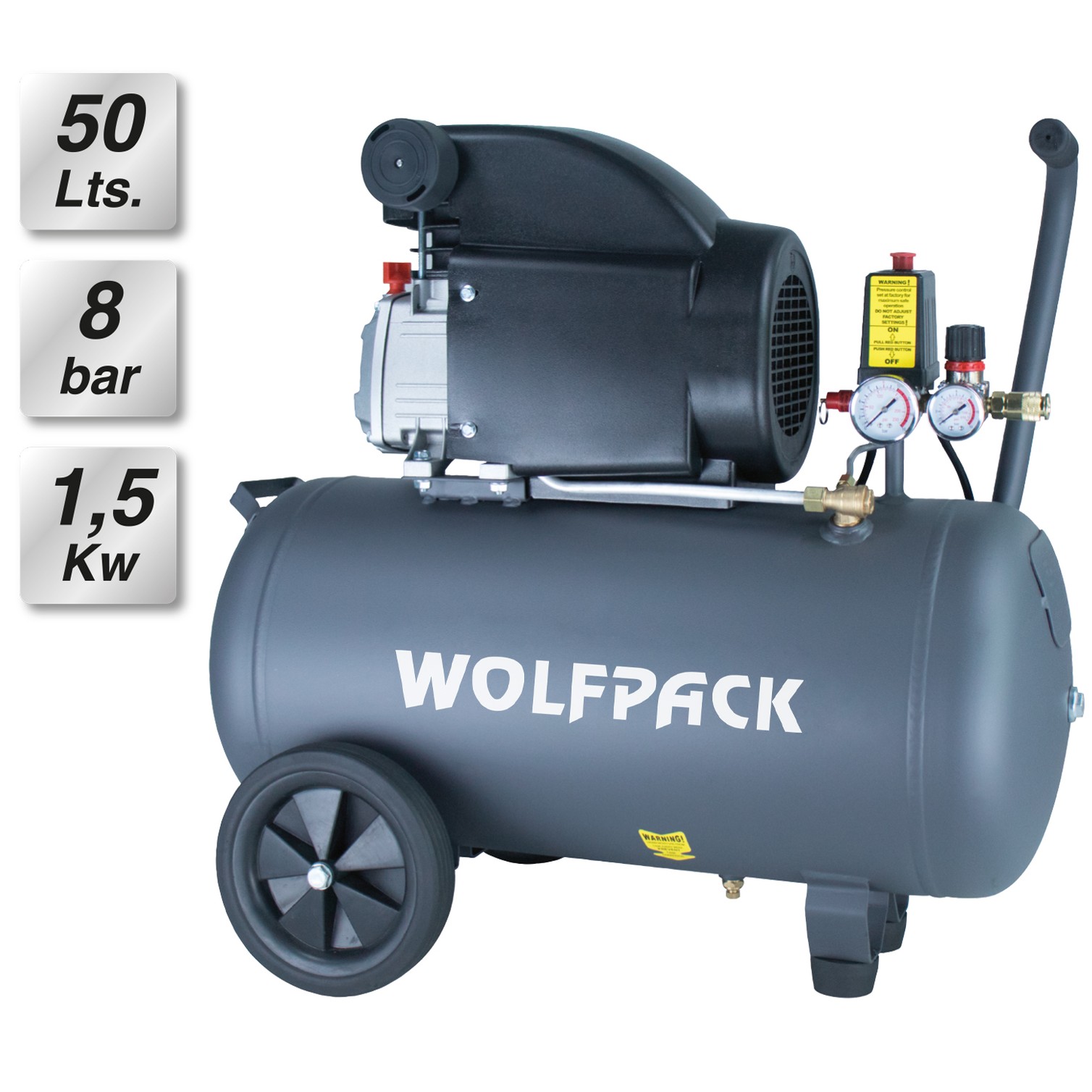 Compresor Aire 50 Litros / 8 Bares / 1,5 Kw - 2,0 HP