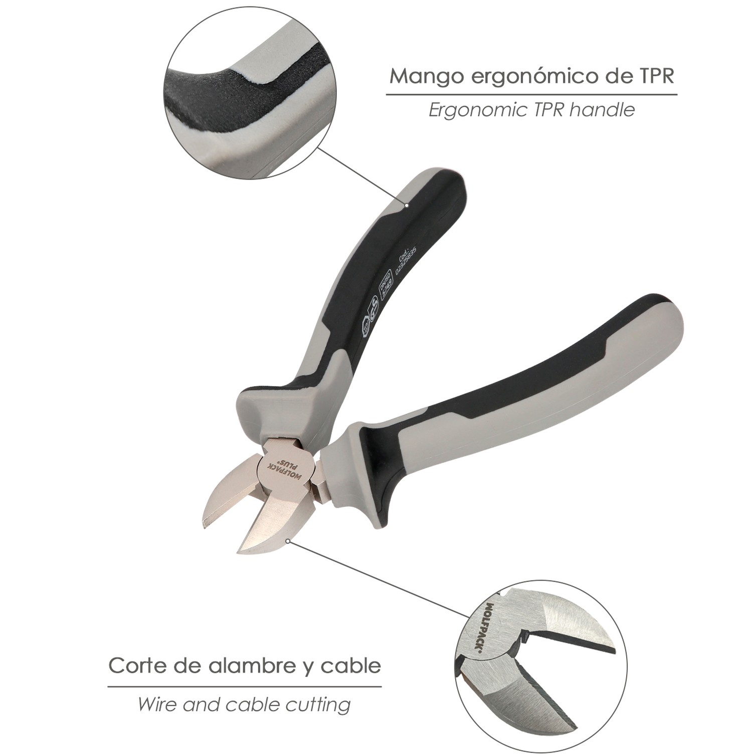 Alicates Corte diagonal 150 mm. Acero Cromo Vanadio DIN-ISO 5749 Pelacables, Corta Cables, Pelador Cables