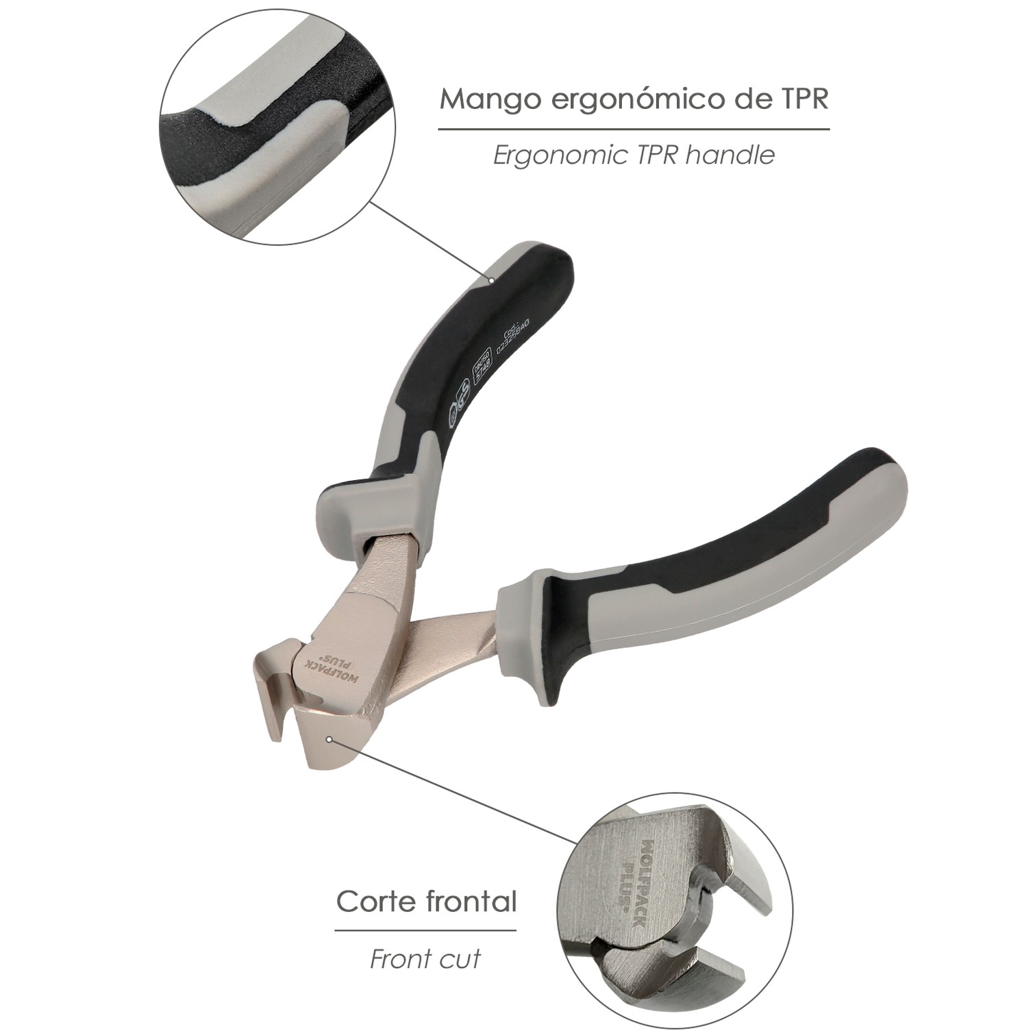 Alicates Corte Frontal 150 mm. Acero Cromo Vanadio DIN-ISO 5748 Pelacables, Corta Cables, Pelador Cables